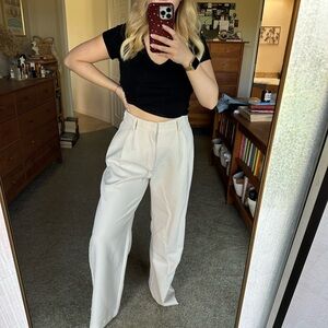 Abercrombie & Fitch Sloane Women's Cream Wide-Leg Pants